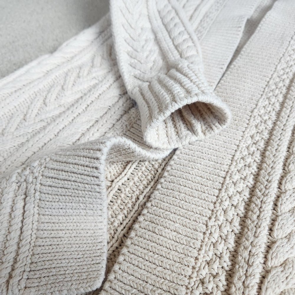 L.L. Bean Hooded Cable Knit Fisherman's Cardigan Sweater - Picture 6 of 8